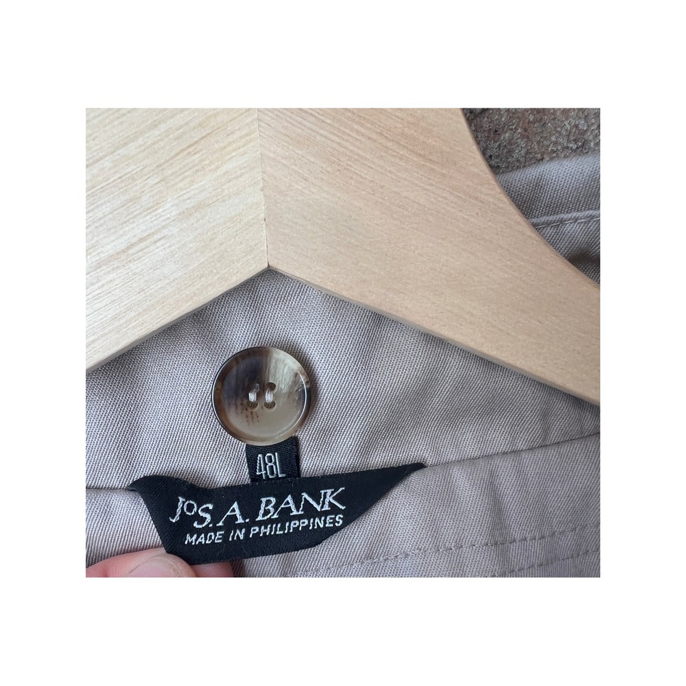 Jos A Bank Mens Tan Double Breasted Trench Coat 48L Water Resistant Old Money - Picture 3 of 10